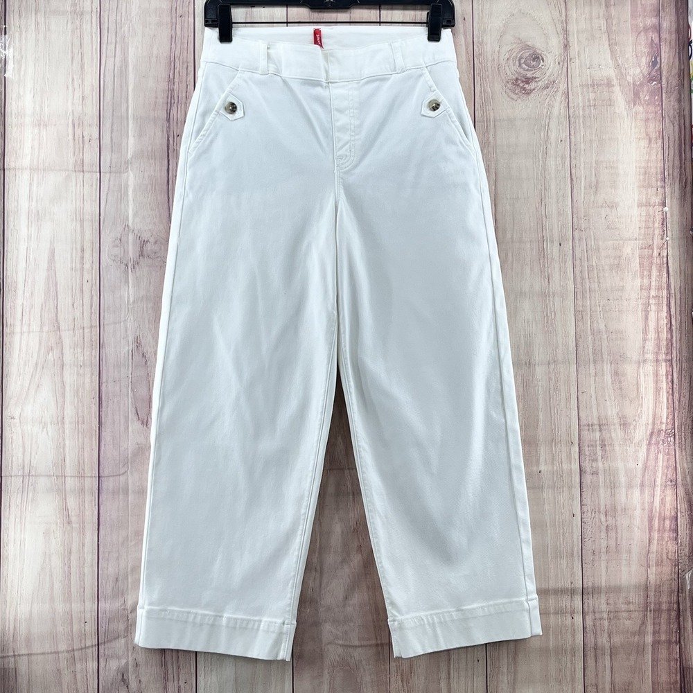 Spanx Women's‎ Off White Pull-on Flare Stretchy Cropped Pants Sz M